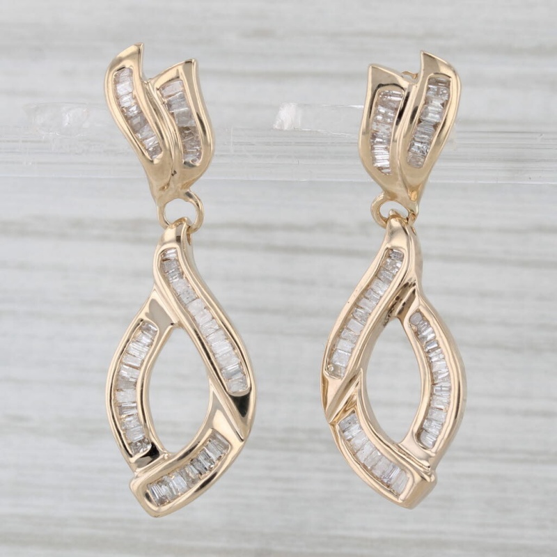 Women's Plated Twisted Rhombus Dangle Earrings with Synthetic Zirconia